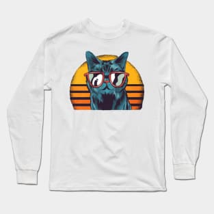 Cat watching Sunset Long Sleeve T-Shirt